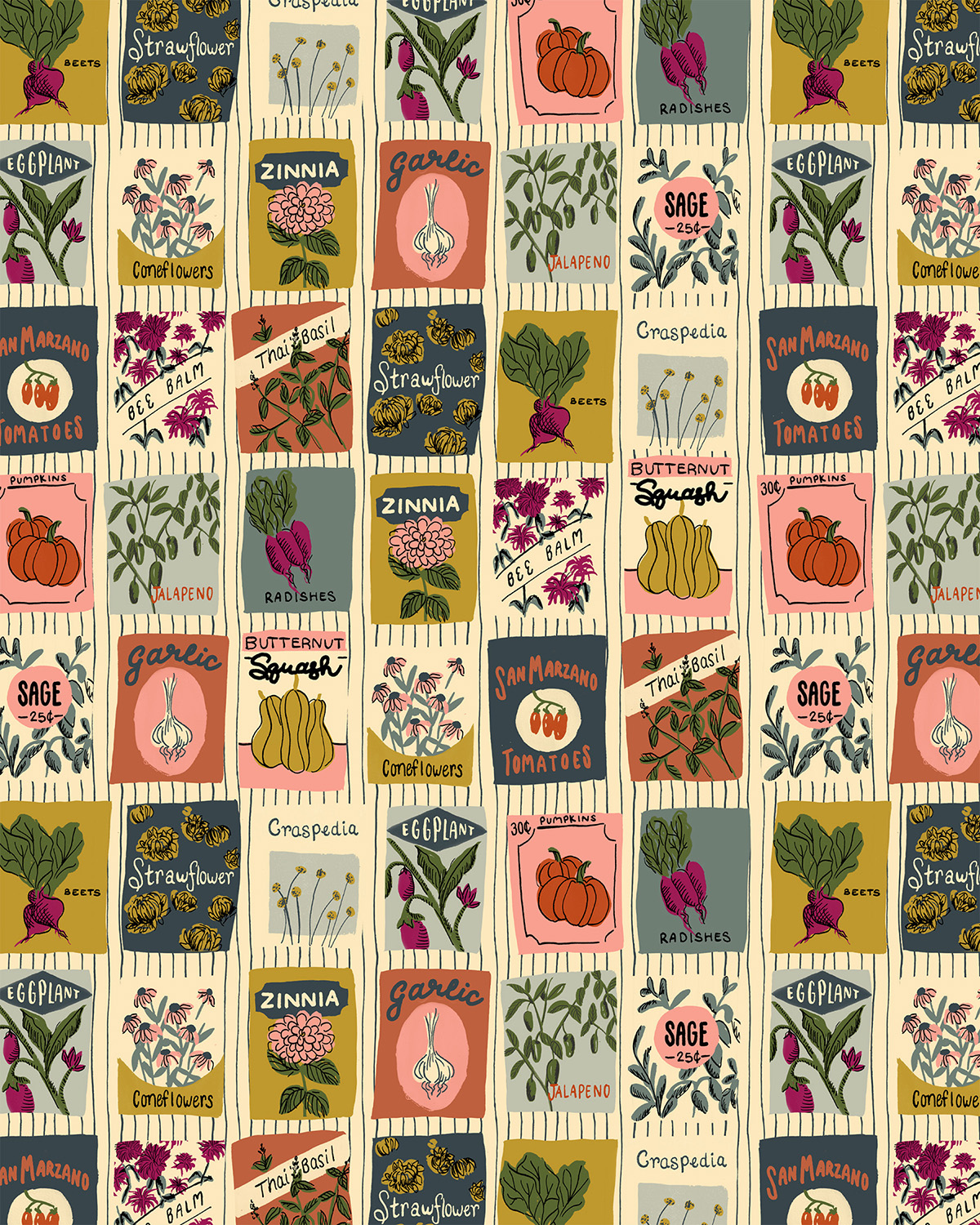 Pachet Pattern Seed Packet Pattern Garden Lifecycle Collection - Shayna Sell - Art ...